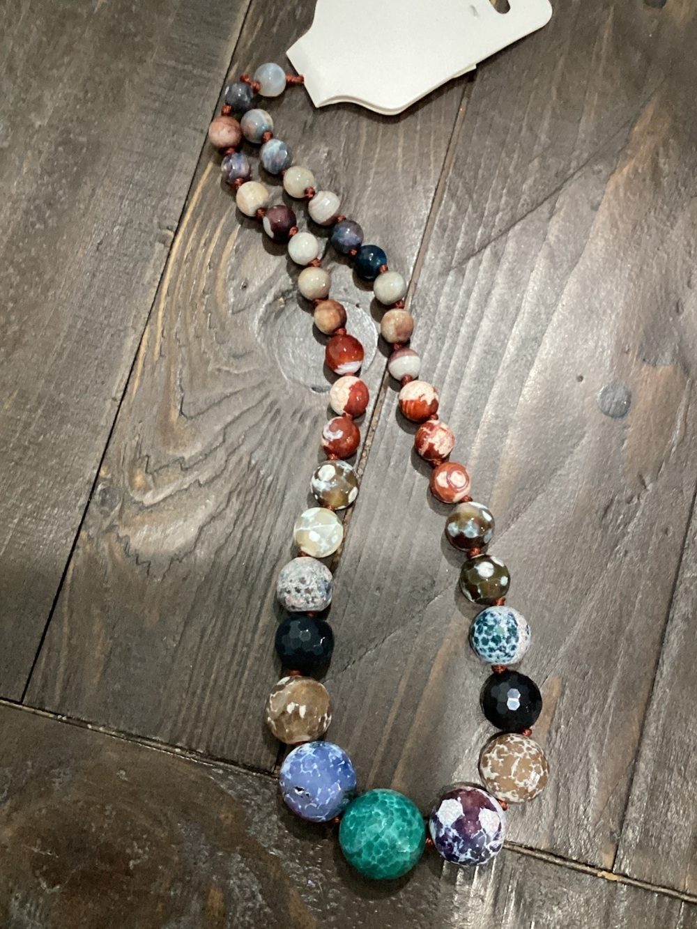 Abrand Multicolored Beaded Necklace with Green Focal Bead